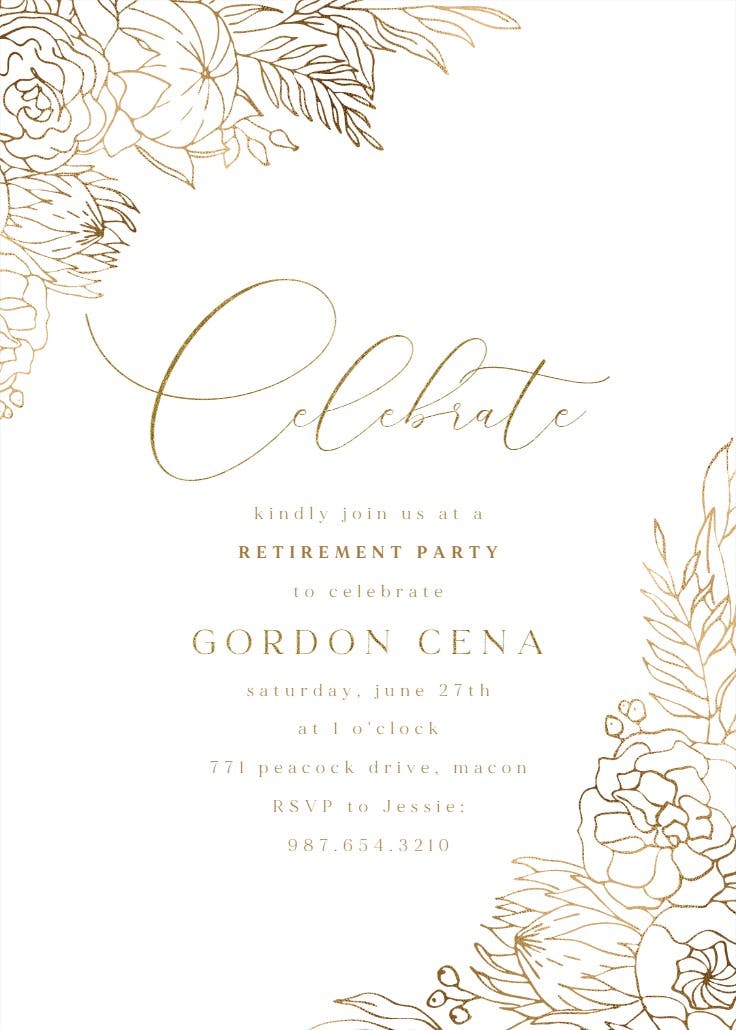 Gilded lines - invitación para jubilación